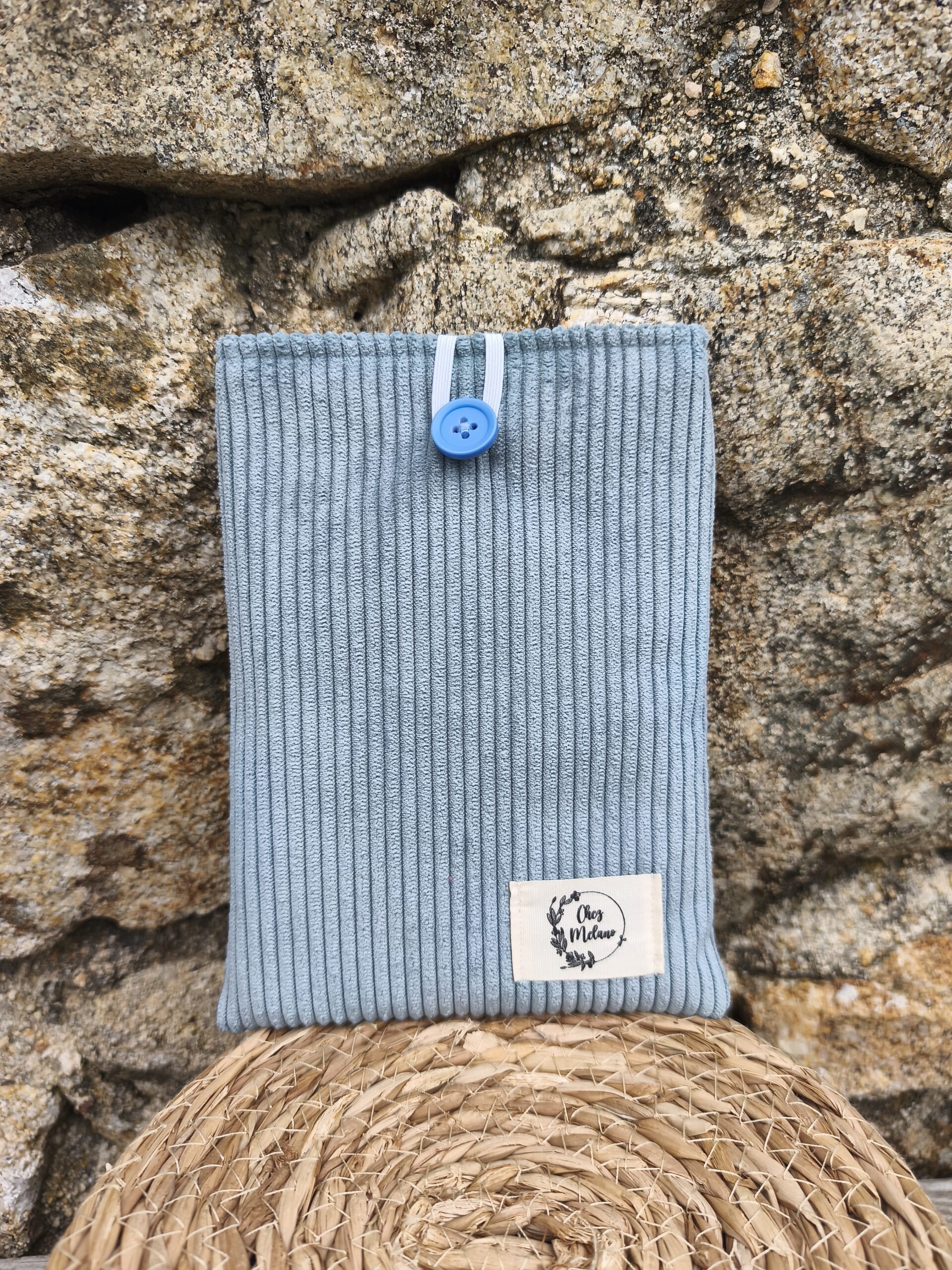 Pochette à livre en velours Bleu Ciel