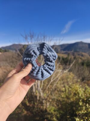 Chouchou velours côtelé Bleu